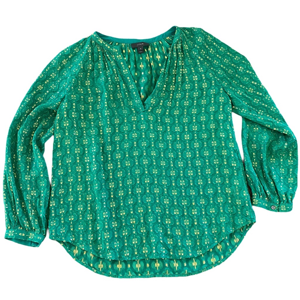 J. CREW Silk Metallic Popover Size 4